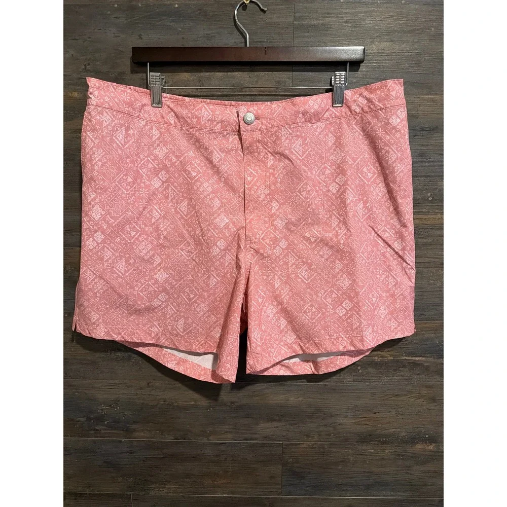 Peter Millar Crown Crafted Pink Geometric Swim Trunks MS25XP01 Mens XL NWT